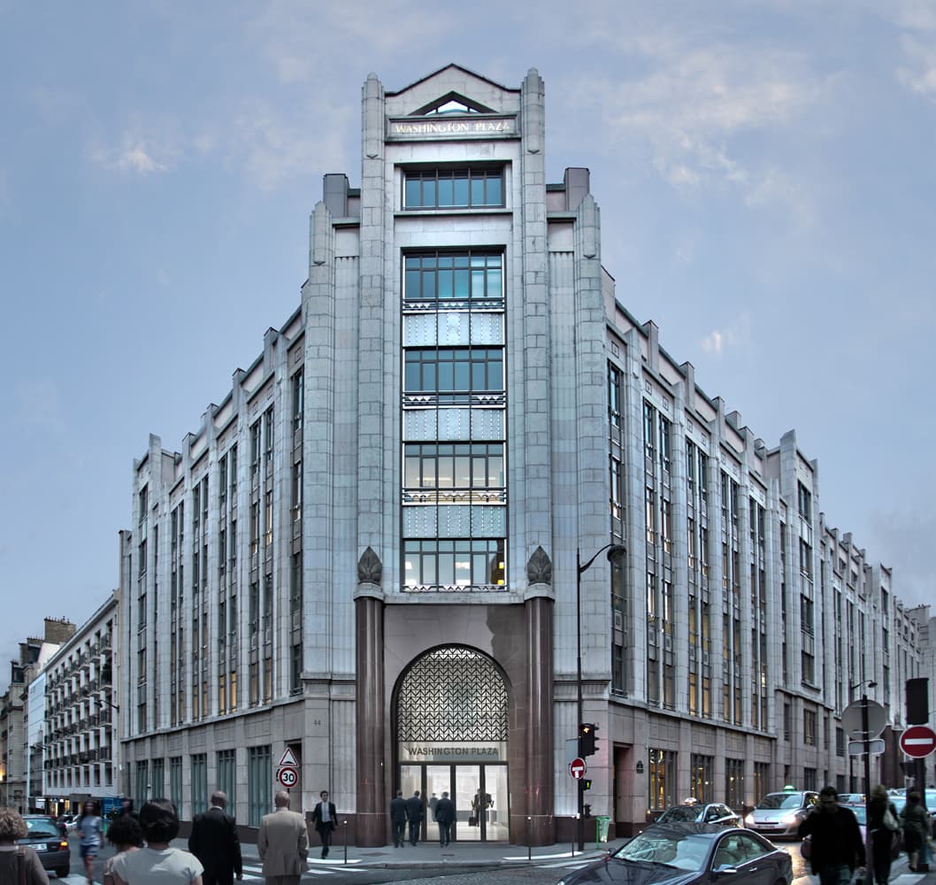 Washington Plaza — Signed Art Deco façade, ex-Shell Petroleum Paris